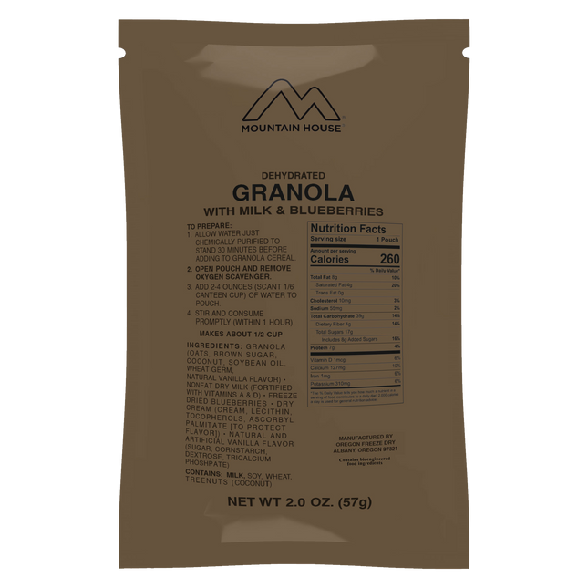 Mountain House Granola with Milk & Blueberries - Military