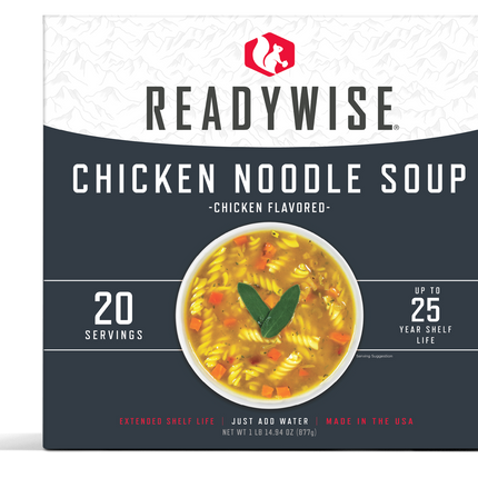 ReadyWise Emergency Food Favorite - Chicken Noodle Soup (5 x 4 Serving Pouches)