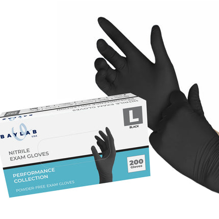 100% Nitrile Exam Gloves - Black