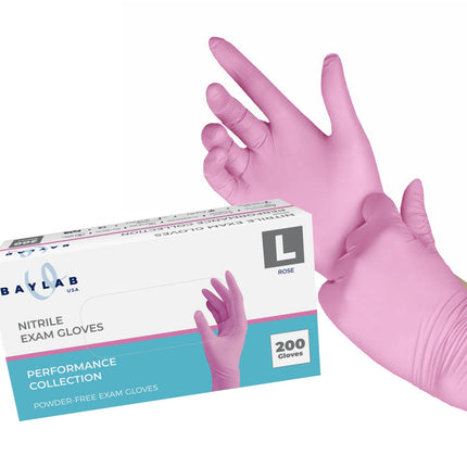 100% Nitrile Exam Gloves - Rose