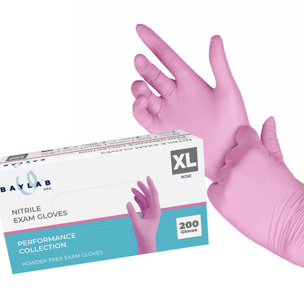 100% Nitrile Exam Gloves - Rose