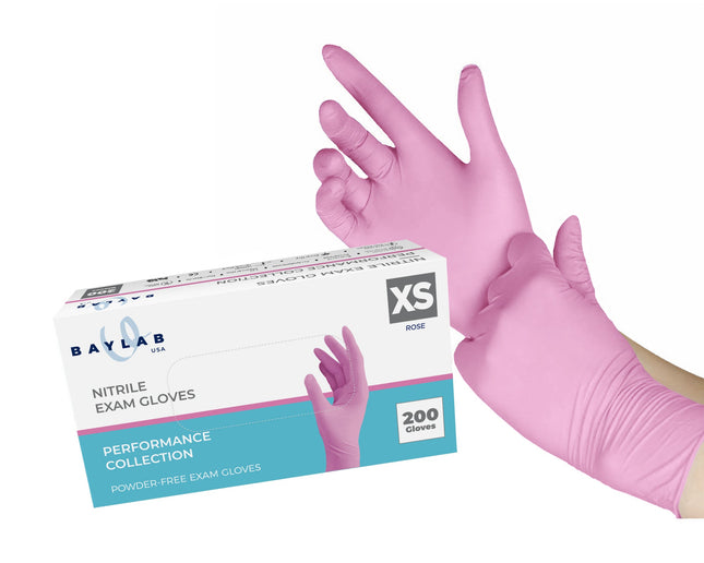 100% Nitrile Exam Gloves - Rose