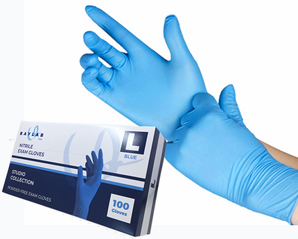 100% Nitrile Exam Gloves - Blue