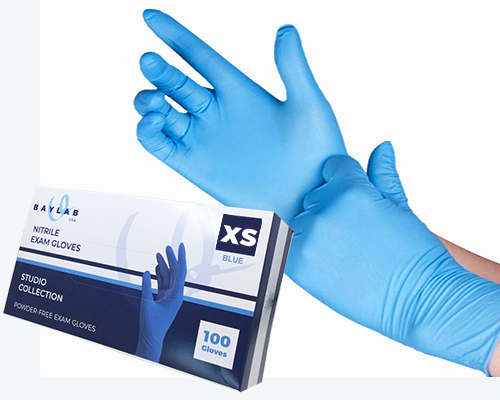 100% Nitrile Exam Gloves - Blue