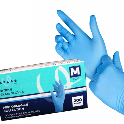 100% Nitrile Exam Gloves - Blue