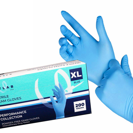 100% Nitrile Exam Gloves - Blue