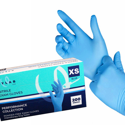 100% Nitrile Exam Gloves - Blue