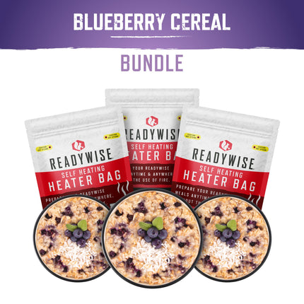 ReadyWise Self Heating Kit - Coconut Blueberry Multi-Grain Cereal + Snack Bundle