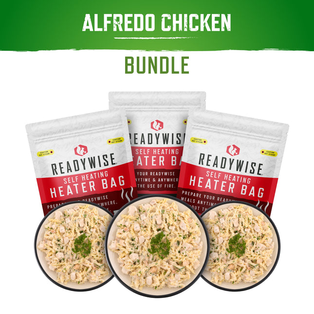 ReadyWise Self Heating Kit - Pasta Alfredo with Chicken + Snack Bundle