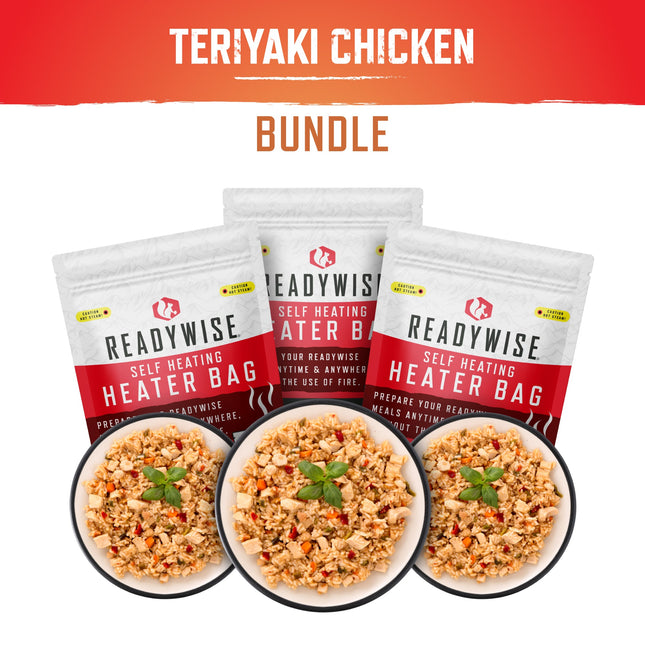 ReadyWise Self Heating Kit - Teriyaki Chicken and Rice + Snack Bundle