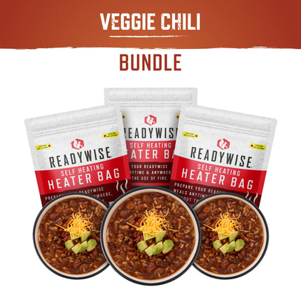 ReadyWise Self Heating Kit -  Veggie Chili Soup + Snack Bundle