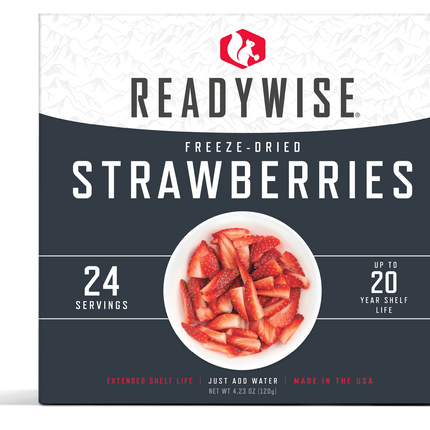 ReadyWise Emergency Food Favorite - Freeze-Dried Strawberries (3 x 8 Serving Pouches)