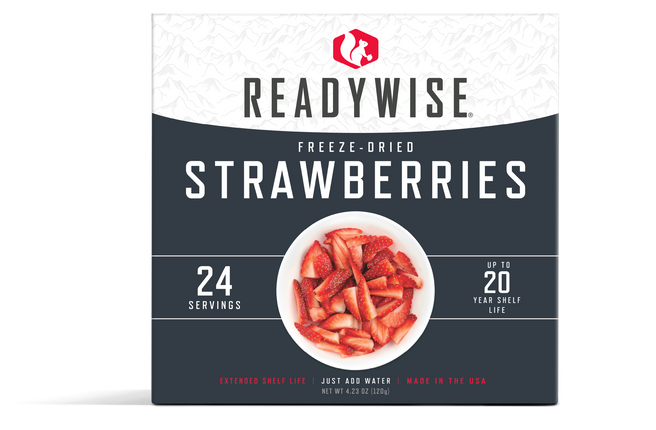 ReadyWise Emergency Food Favorite - Freeze-Dried Strawberries (3 x 8 Serving Pouches)